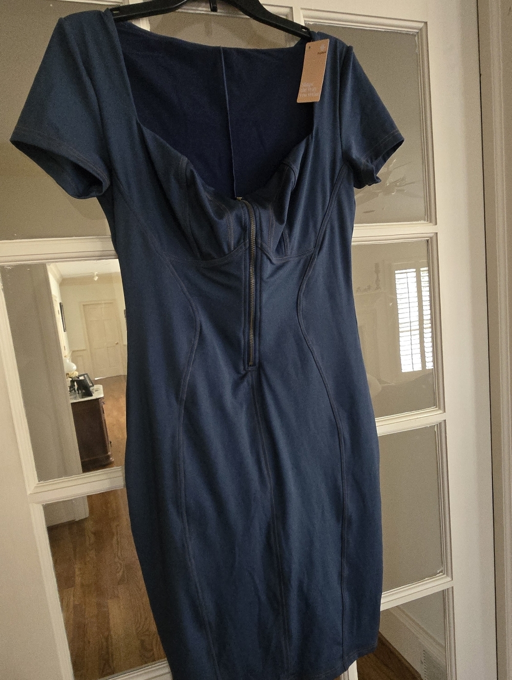 Popilush Built-In Shapewear Denim Midi Dress